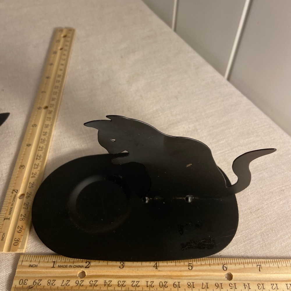 Vintage Black Cat face Metal Wall Decor candle holder LOT black cat silhouette - Picture 6 of 16
